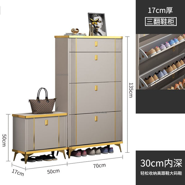 Nordic Light Luxury Ultra-thin Shoe Cabinet Home Door Space Saving Can Sit Shoe Rack Organizer Cabinet for Living Room Furniture
