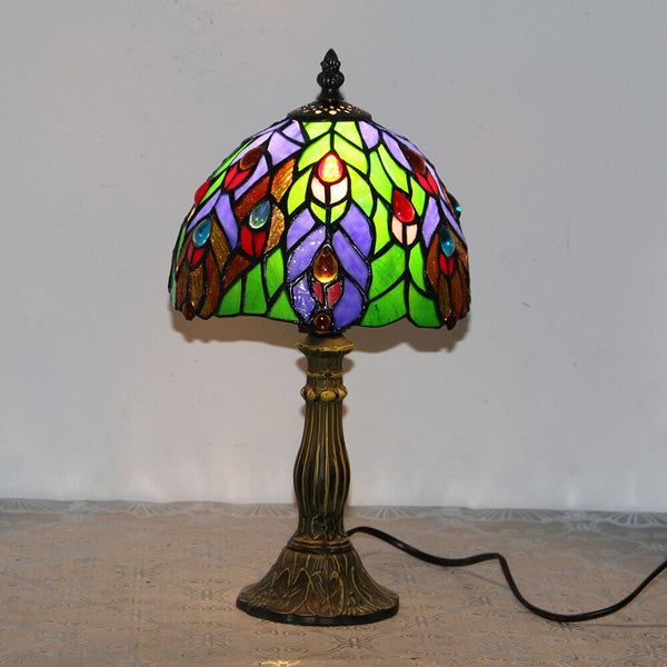 8/12/16" Tiffany Peacock Table Lamp Foyer Hotel Bar Restaurant Vintage Luxury Wedding Glass Desk Night Light D41202