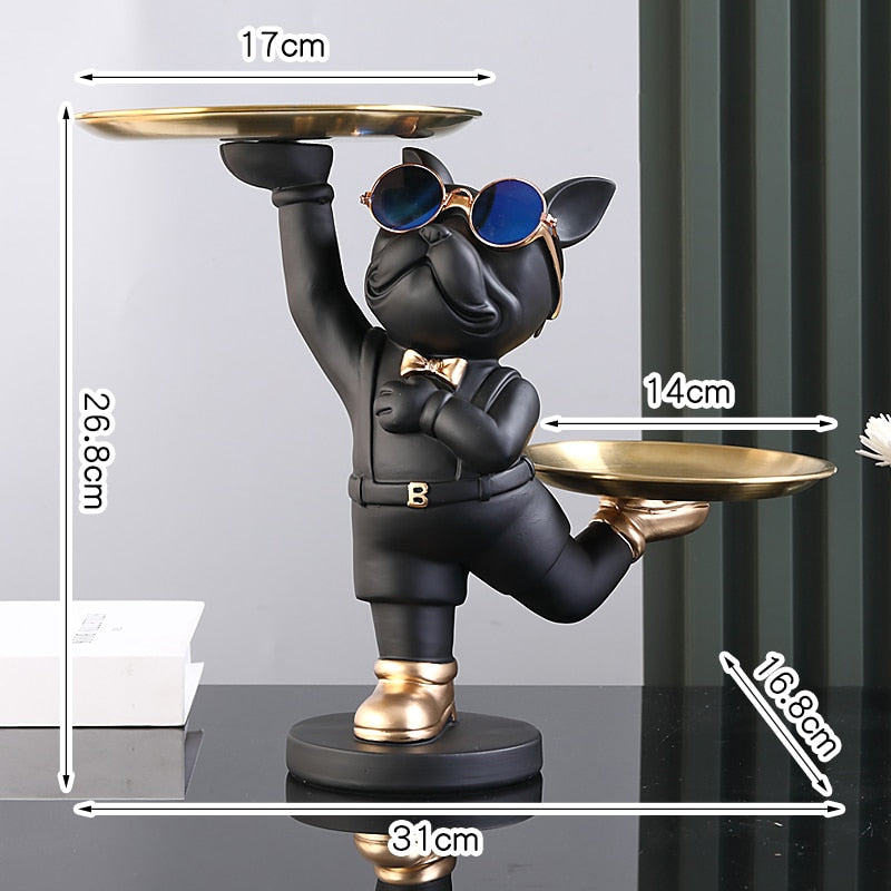 French Bulldog Decorative Tray,Home Room Table Decoration Accessory,Decorative Resin Dog Statue Decor,Animal Miniature Figurines - Gifts for You 'n Me