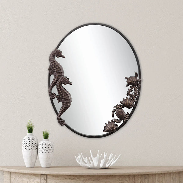 Seahorses and Sea Life Oval Wall Mirror - Gifts for You 'n Me