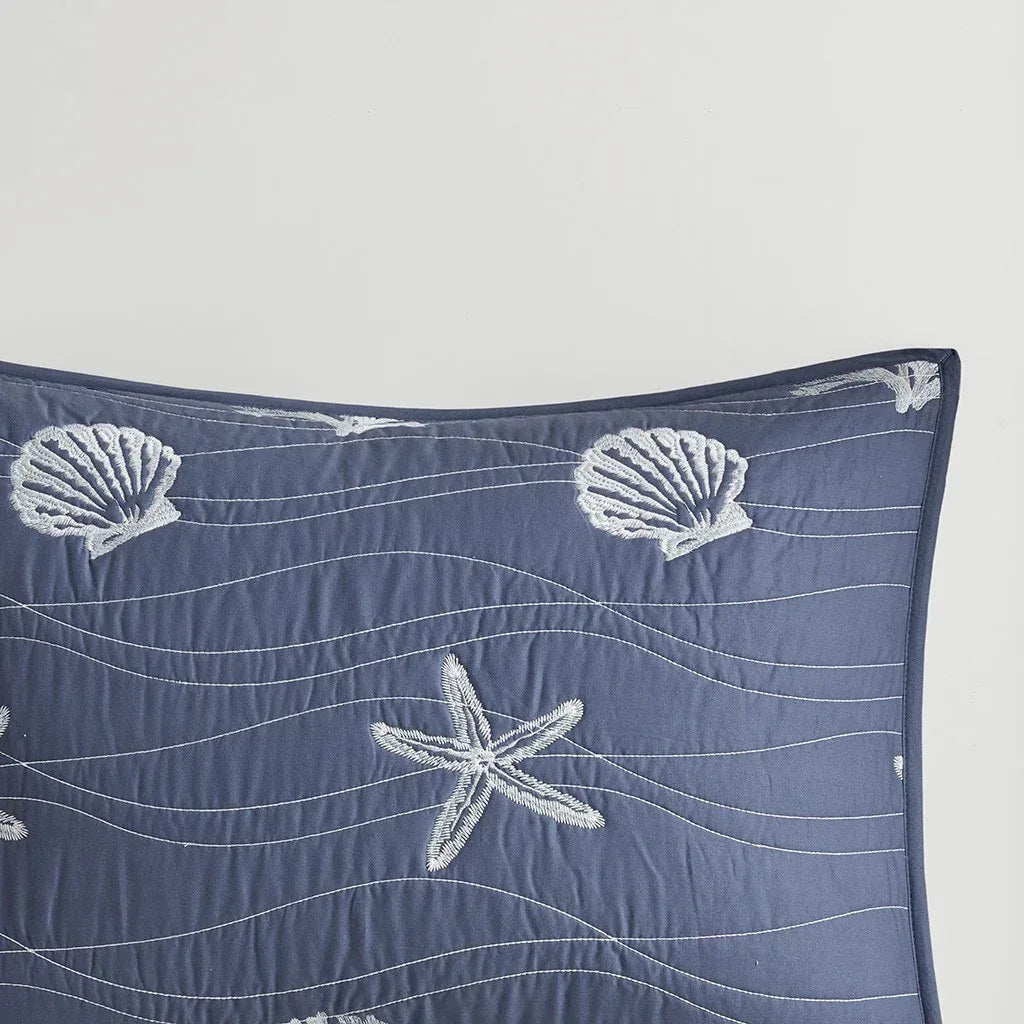 Seaside 4 Piece Cotton Coverlet Set - Navy - Gifts for You 'n Me