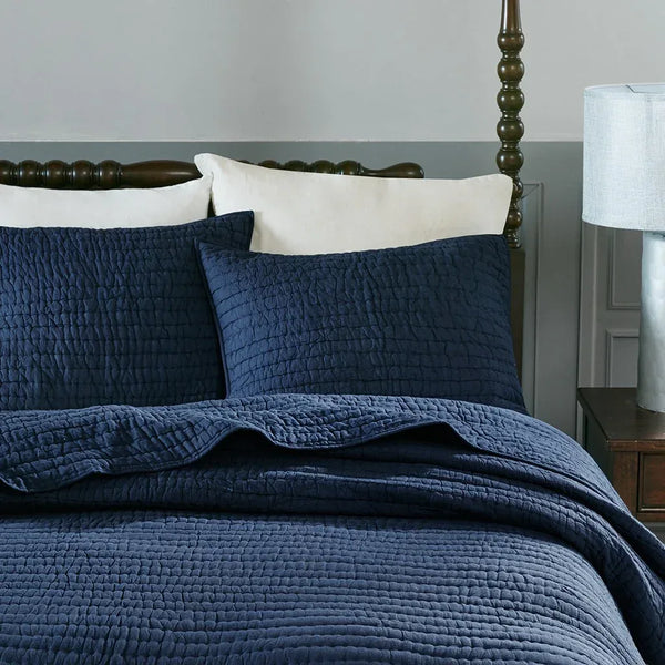 Serene 3 Piece Hand Quilted Cotton Quilt Set - Blue - Gifts for You 'n Me