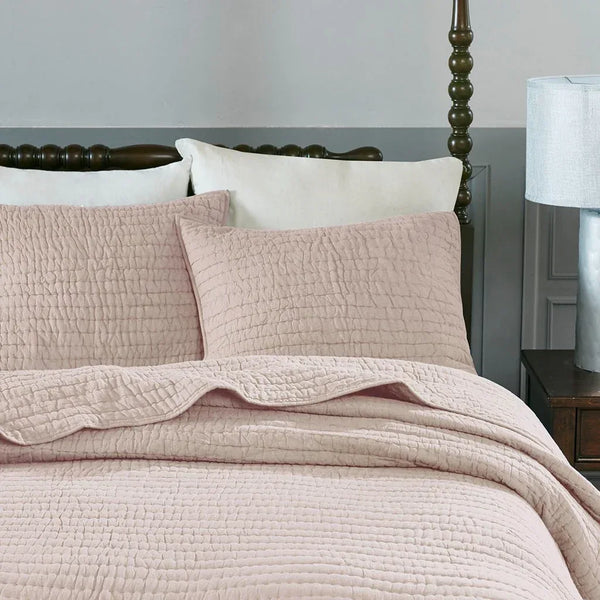 Serene 3 Piece Hand Quilted Cotton Quilt Set - Blush - Gifts for You 'n Me