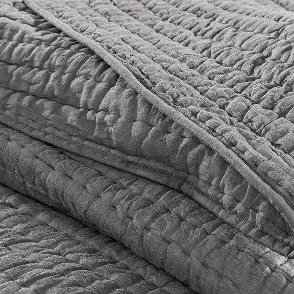 Serene 3 Piece Hand Quilted Cotton Quilt Set - Grey - Gifts for You 'n Me