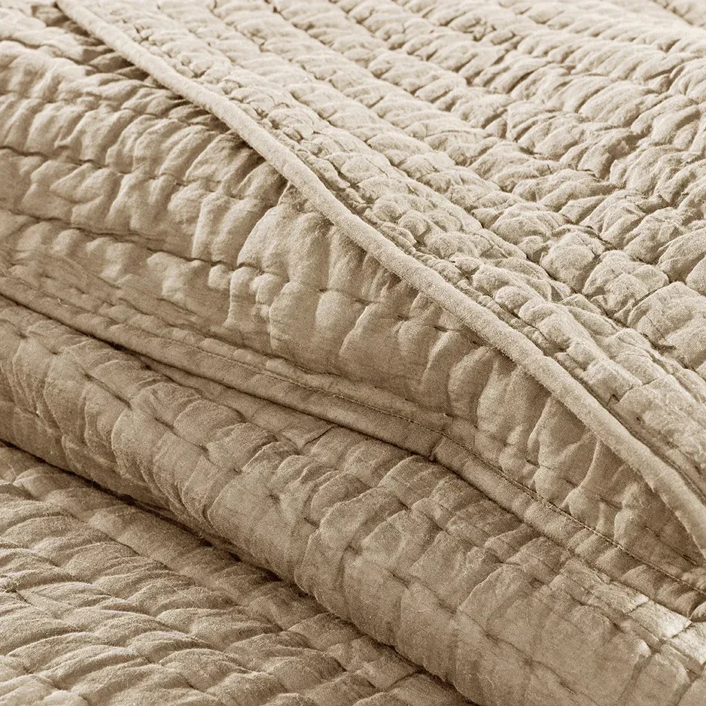Serene 3 Piece Hand Quilted Cotton Quilt Set - Linen - Gifts for You 'n Me