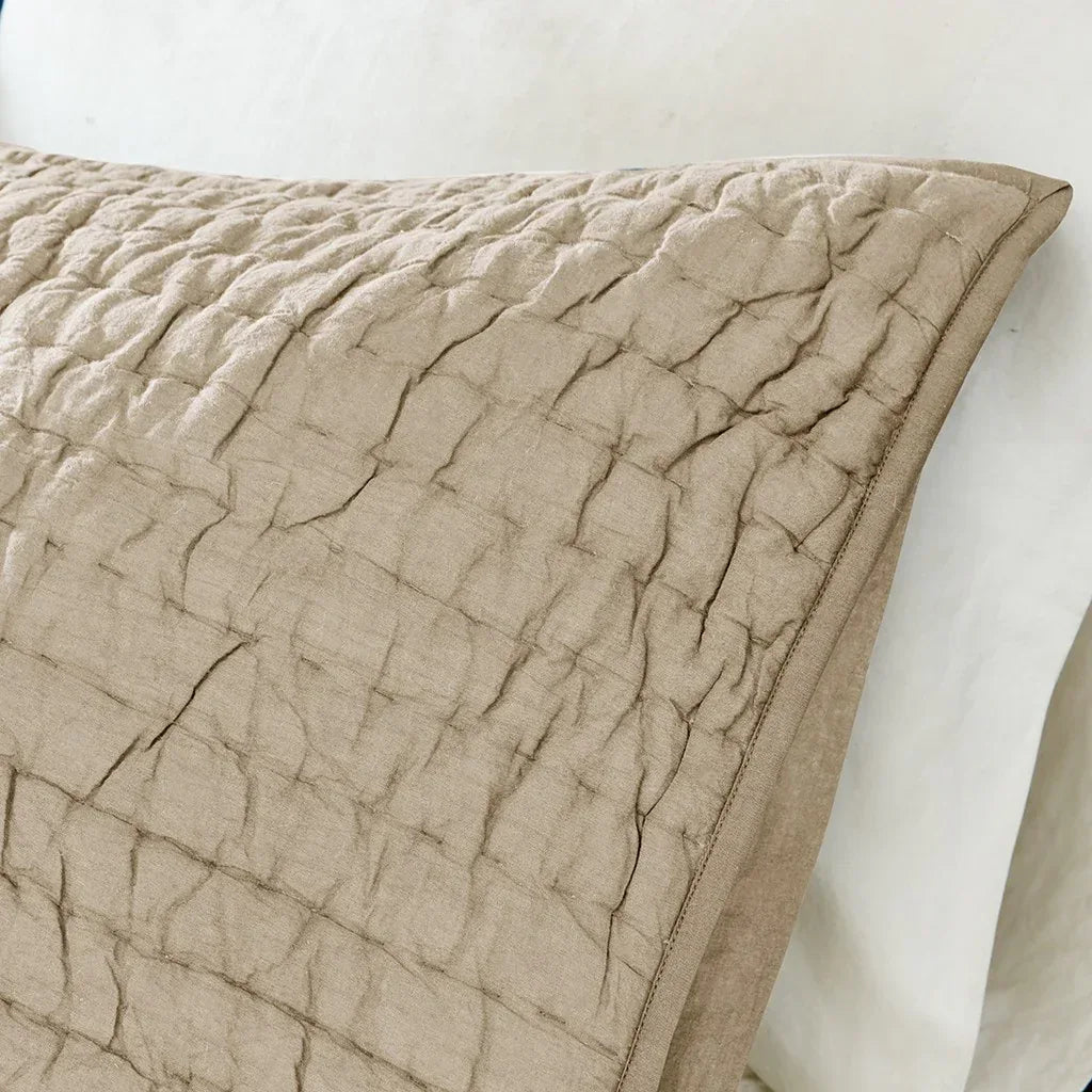 Serene 3 Piece Hand Quilted Cotton Quilt Set - Linen - Gifts for You 'n Me