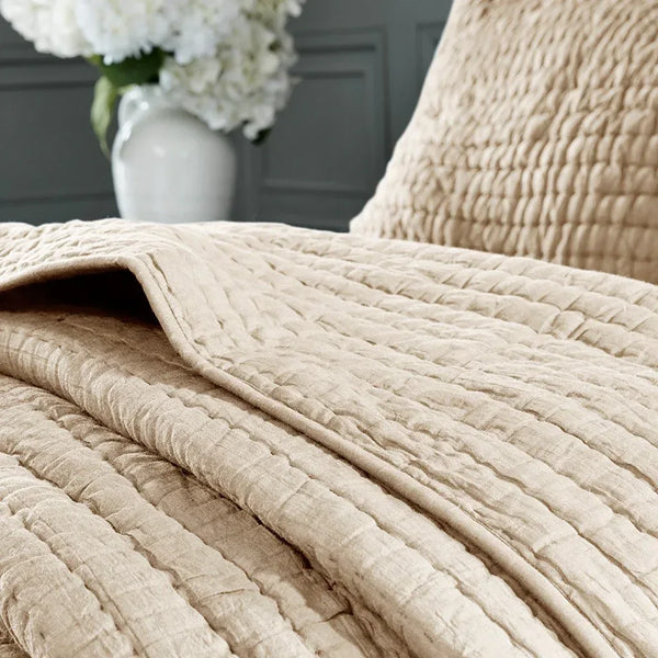 Serene 3 Piece Hand Quilted Cotton Quilt Set - Linen - Gifts for You 'n Me