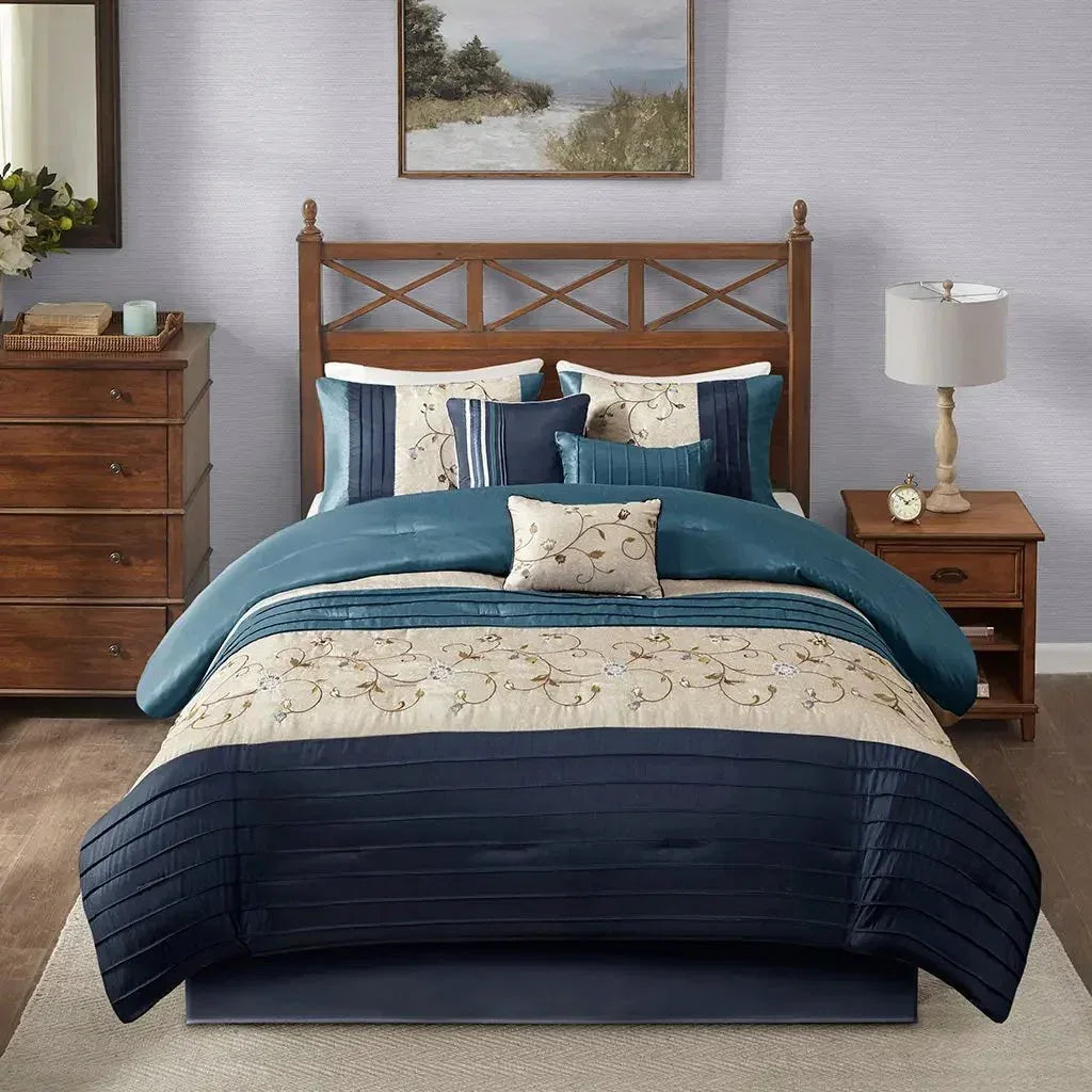 Serene Embroidered 7 Piece Comforter Set by Madison Park - Gifts for You 'n Me