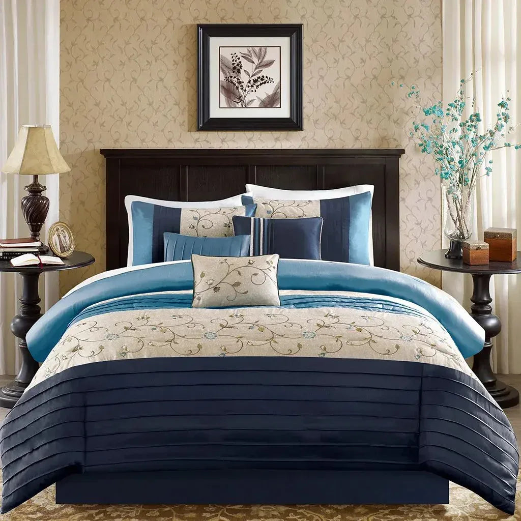 Serene Embroidered 7 Piece Comforter Set by Madison Park - Gifts for You 'n Me