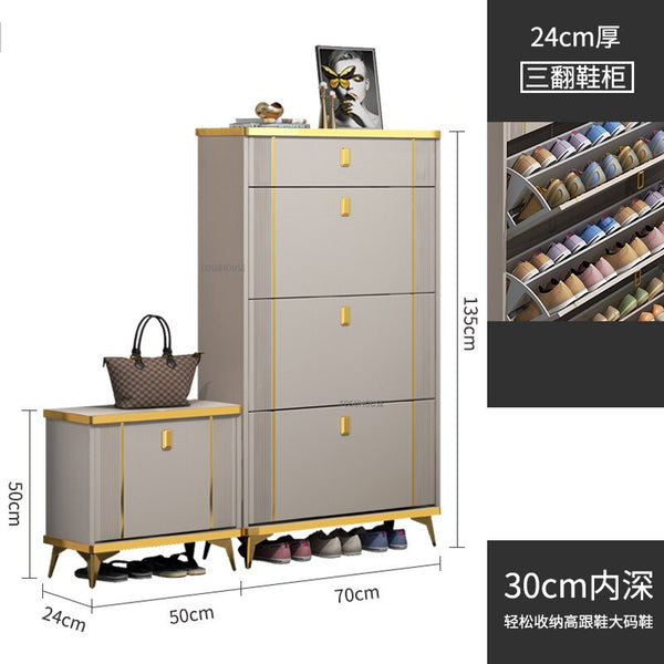 Nordic Light Luxury Ultra-thin Shoe Cabinet Home Door Space Saving Can Sit Shoe Rack Organizer Cabinet for Living Room Furniture