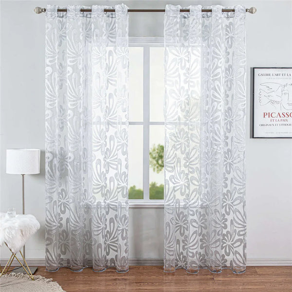 Sheer Curtain Panel White Window Treatments - Dolce Mela - Hamburg 60x100