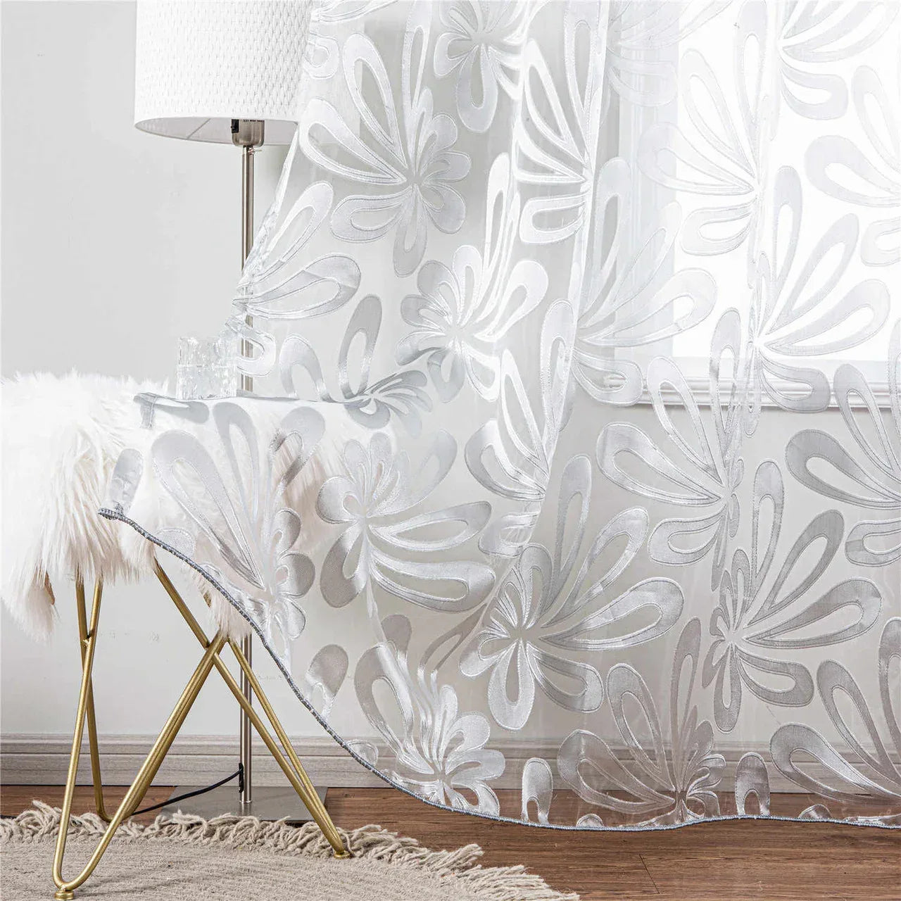 Sheer Curtain Panel White Window Treatments - Dolce Mela - Hamburg 60x100