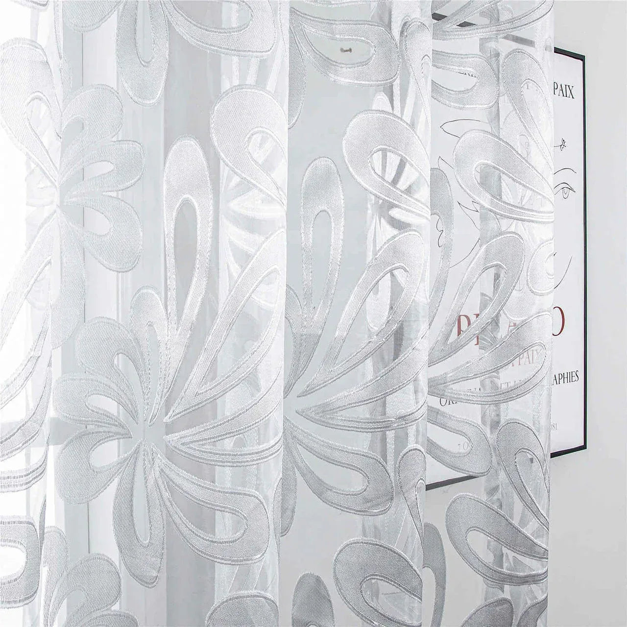 Sheer Curtain Panel White Window Treatments - Dolce Mela - Hamburg 60x100