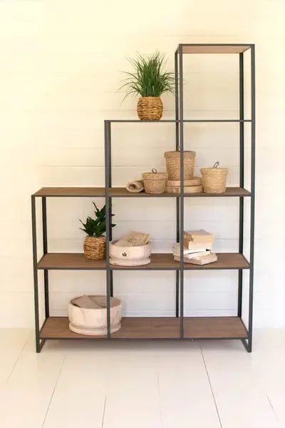 Stair Step Wood And Metal Display Unit - KALALOU