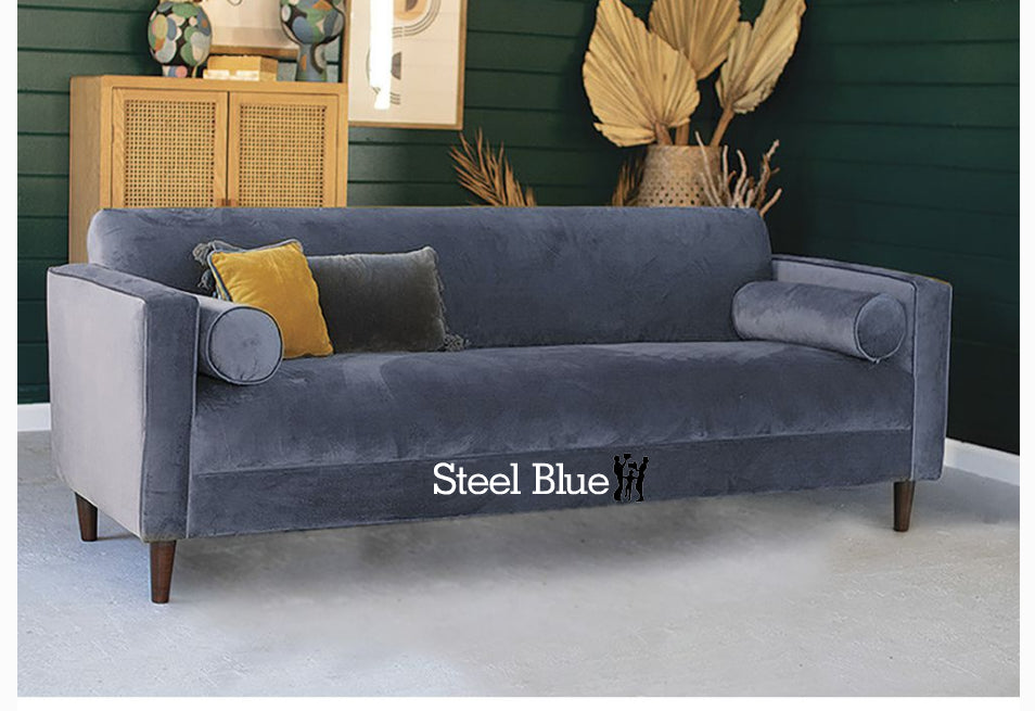 Velvet Sofa With Two Bolster Pillows By Kalalou