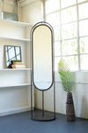 Tall Oval Floor Mirror with Rack and Basket on Back - KALALOU