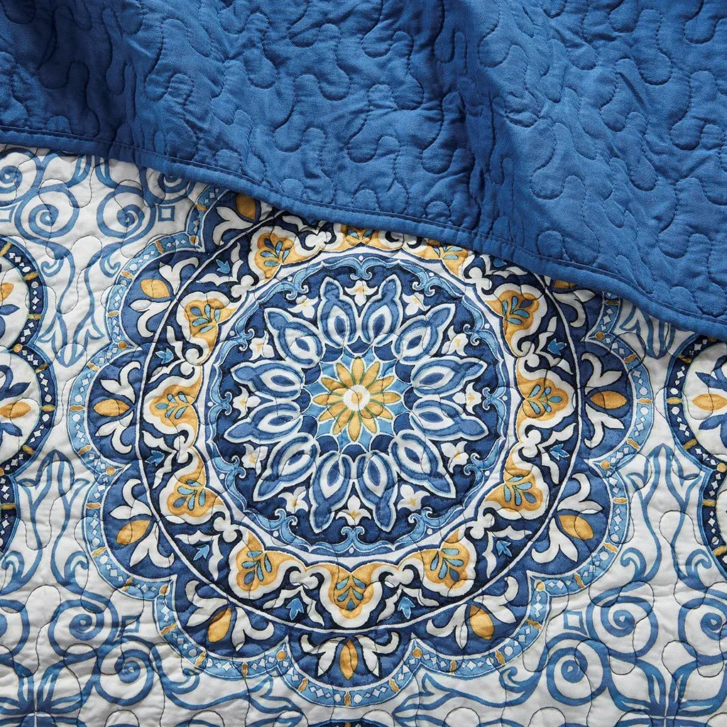 Tangiers 6 Piece Reversible Coverlet Set - Blue - Gifts for You 'n Me