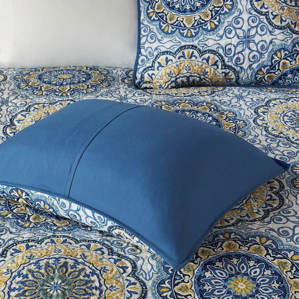 Tangiers 6 Piece Reversible Coverlet Set - Blue - Gifts for You 'n Me