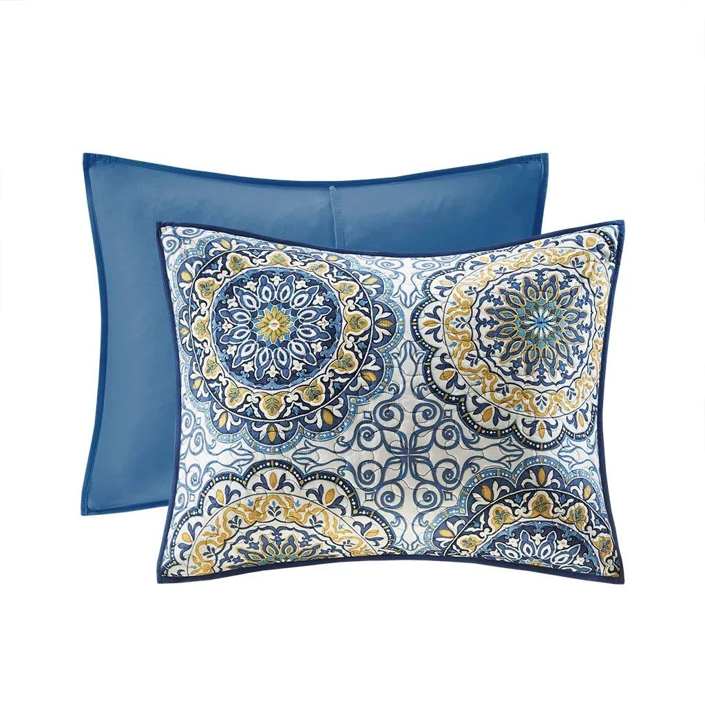Tangiers 6 Piece Reversible Coverlet Set - Blue - Gifts for You 'n Me