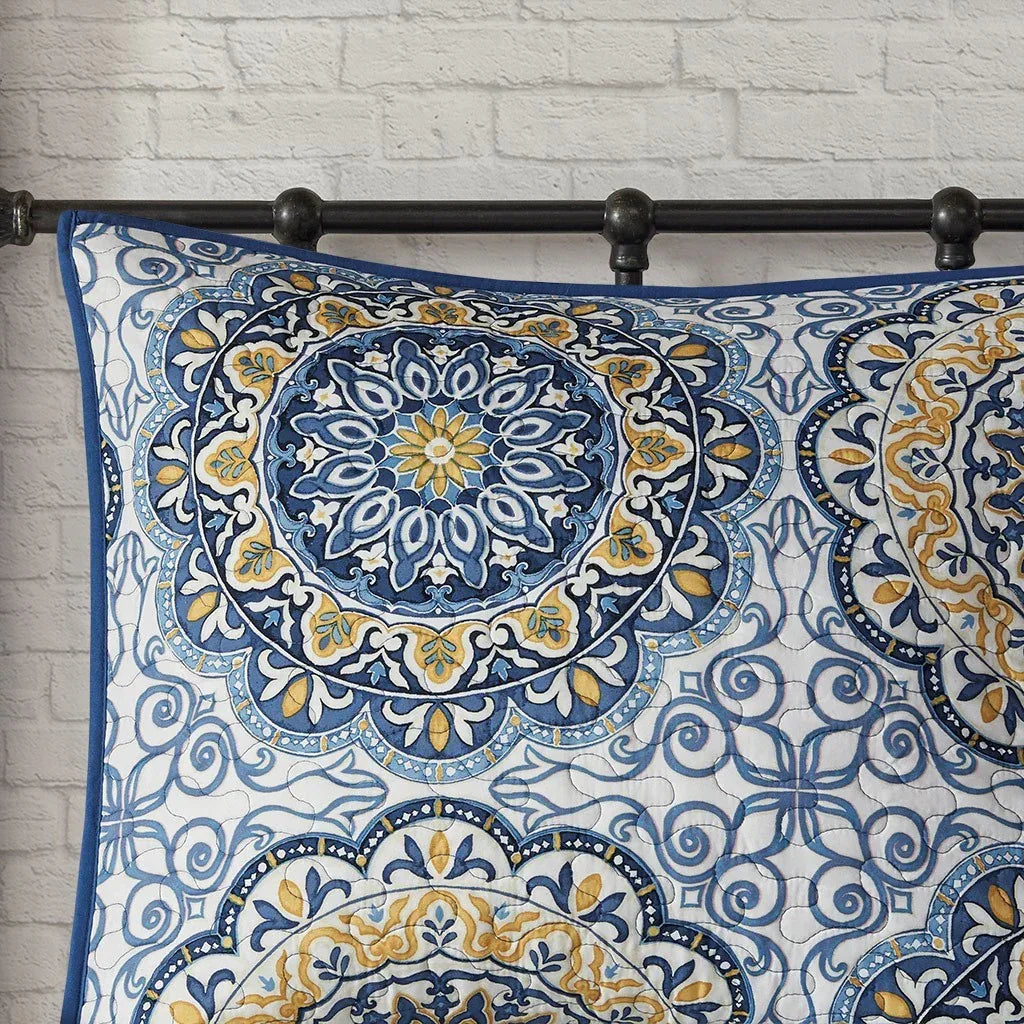 Tangiers 6 Piece Reversible Coverlet Set - Blue - Gifts for You 'n Me