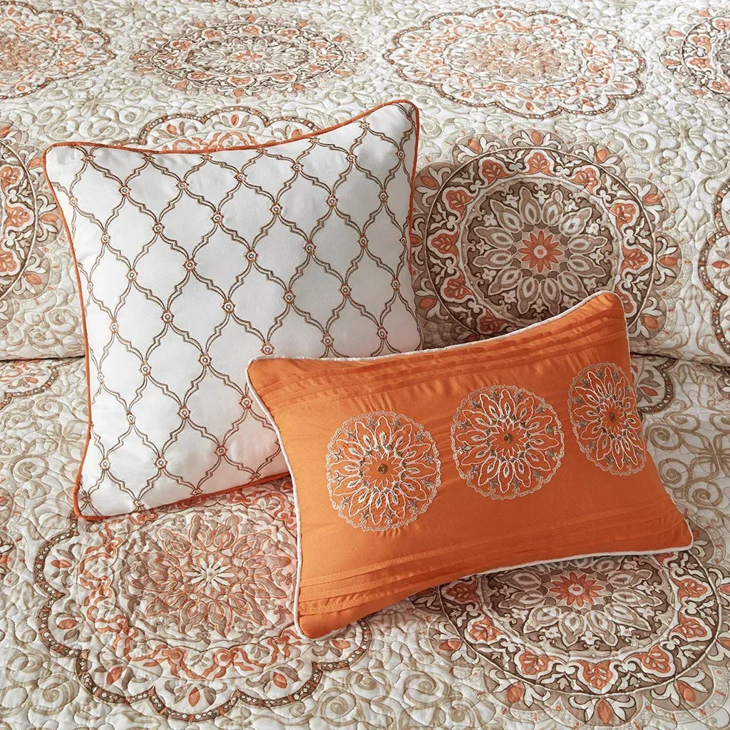 Tangiers 6 Piece Reversible Coverlet Set - Orange - Gifts for You 'n Me