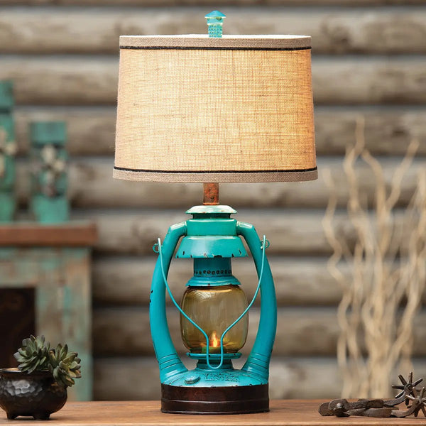 Turquoise Vintage Lantern Table Lamp