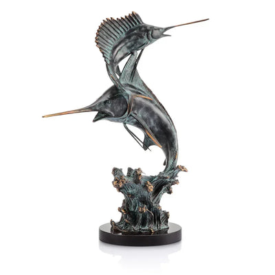 Bronze Marlin and Sailfish Coastal Sculpture