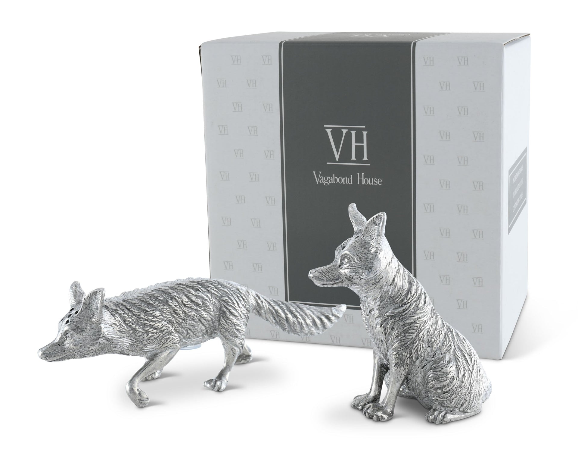 PEWTER FOXES SALT & PEPPER SET