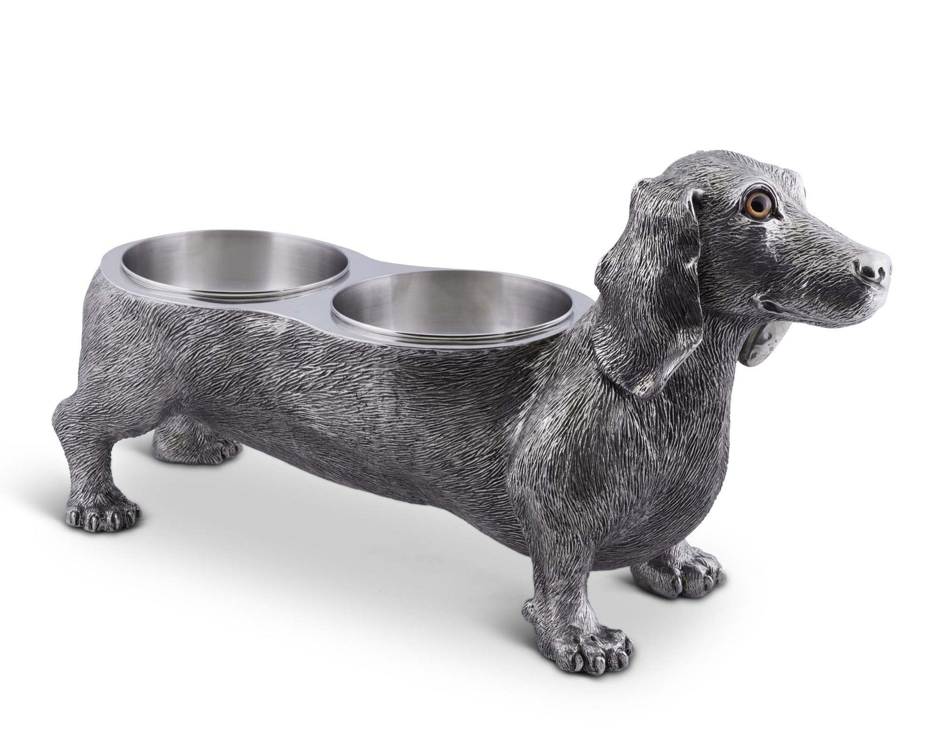 PEWTER DOG FEEDING BOWL