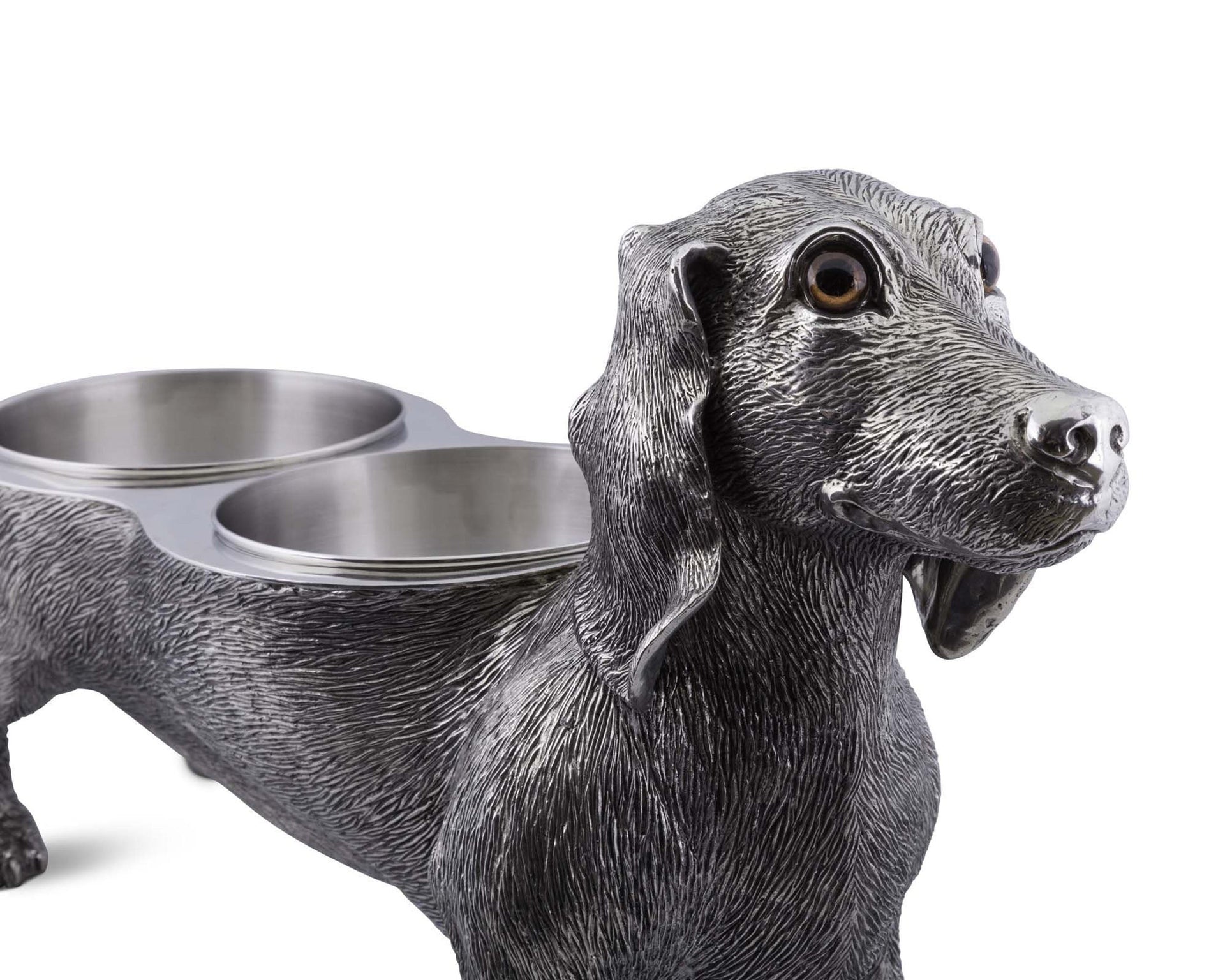 PEWTER DOG FEEDING BOWL