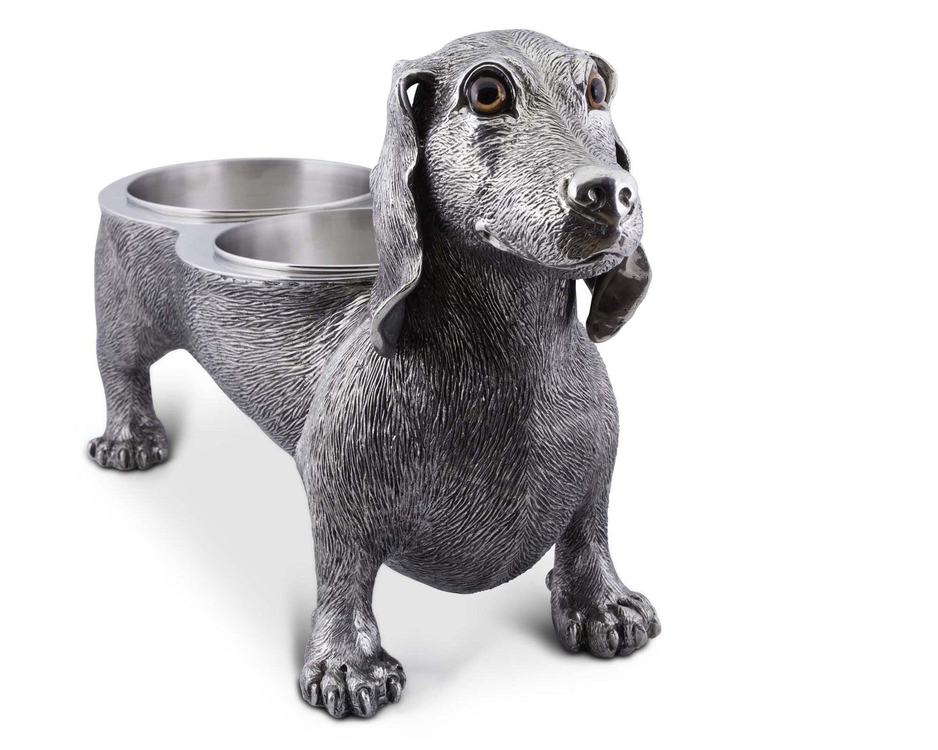 PEWTER DOG FEEDING BOWL