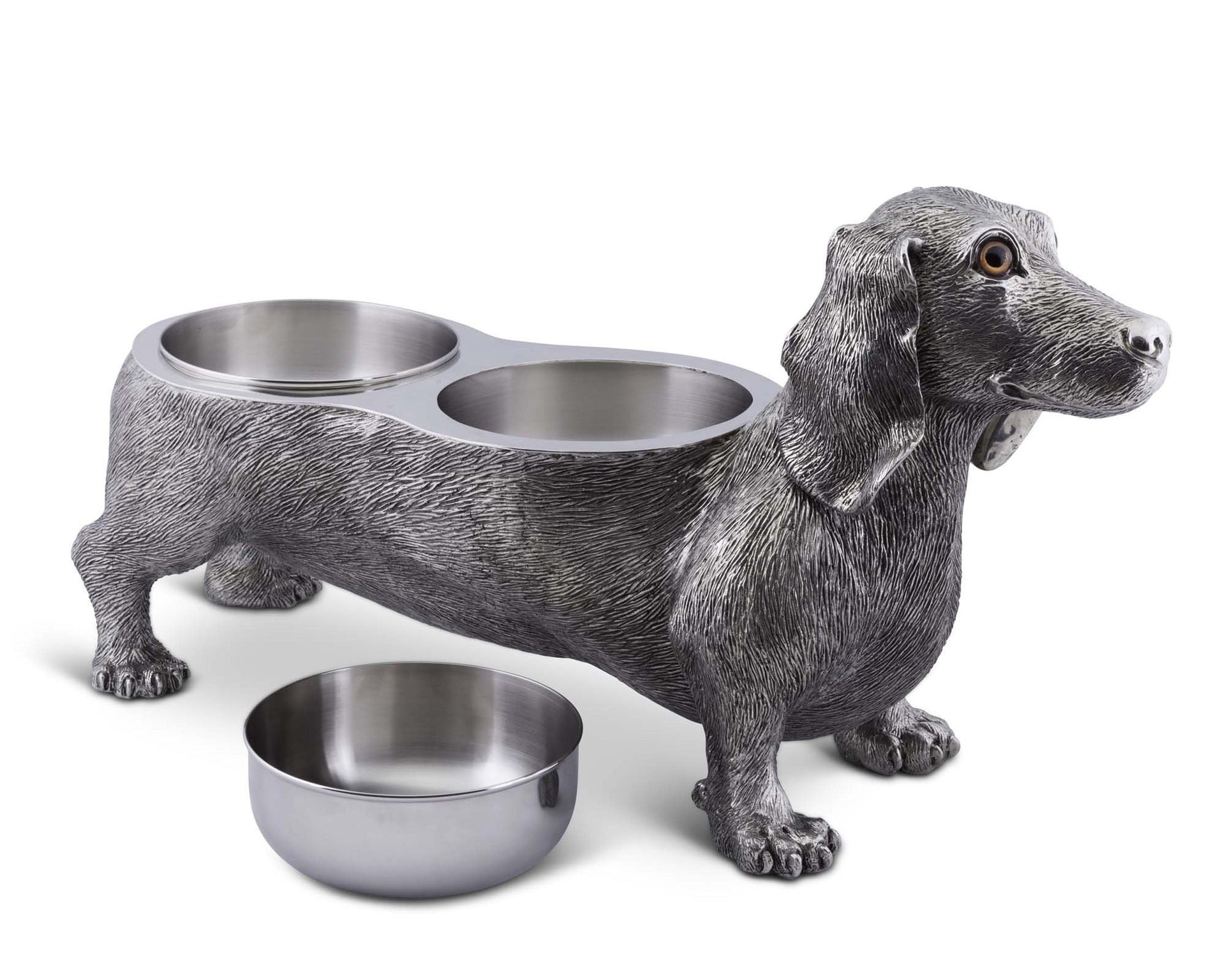 PEWTER DOG FEEDING BOWL
