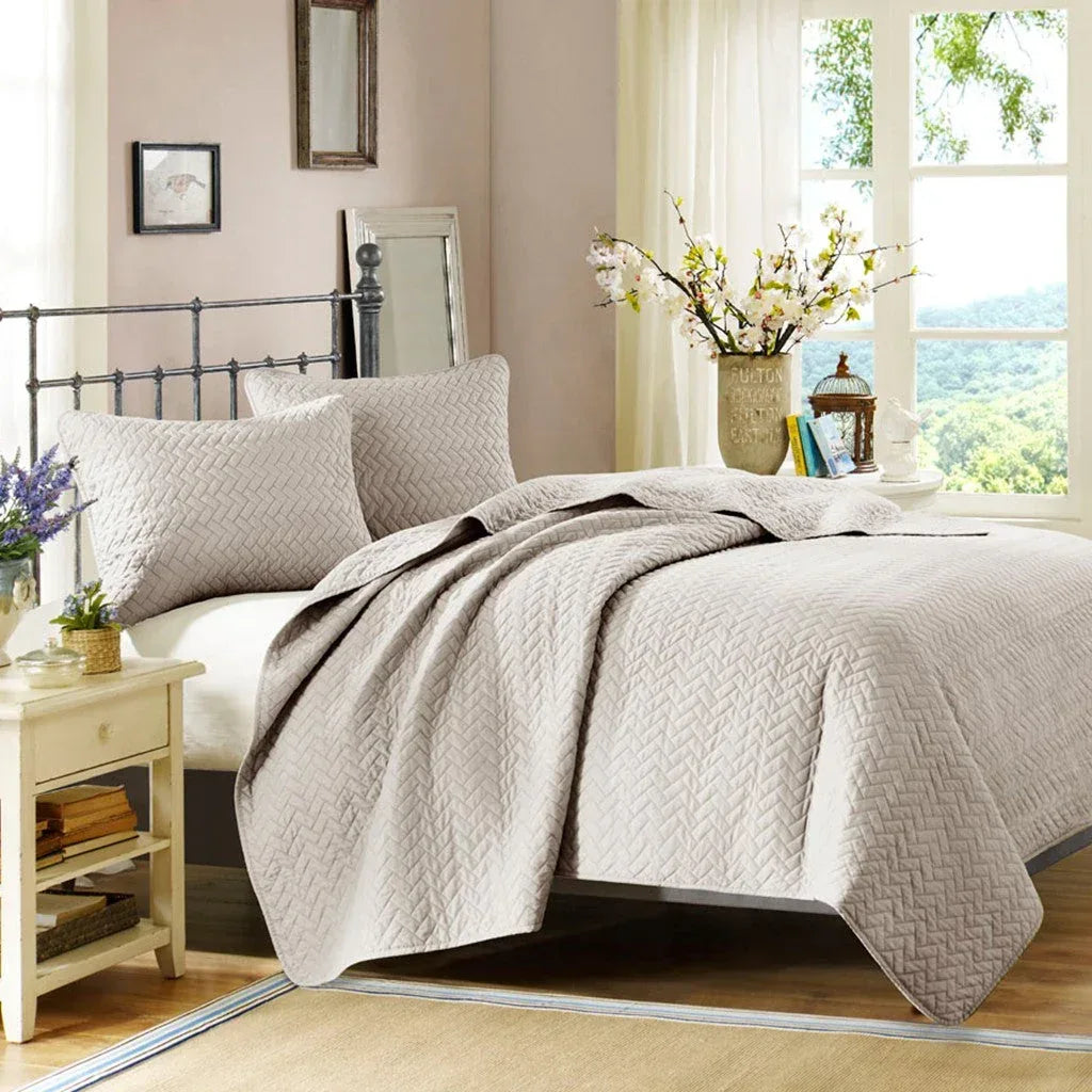 Velvet Touch Coverlet Set - Linen - Gifts for You 'n Me