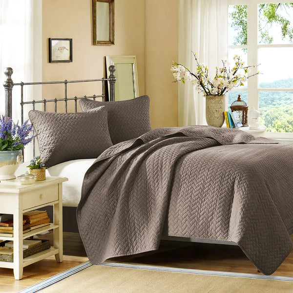Velvet Touch Coverlet Set - Taupe - Gifts for You 'n Me