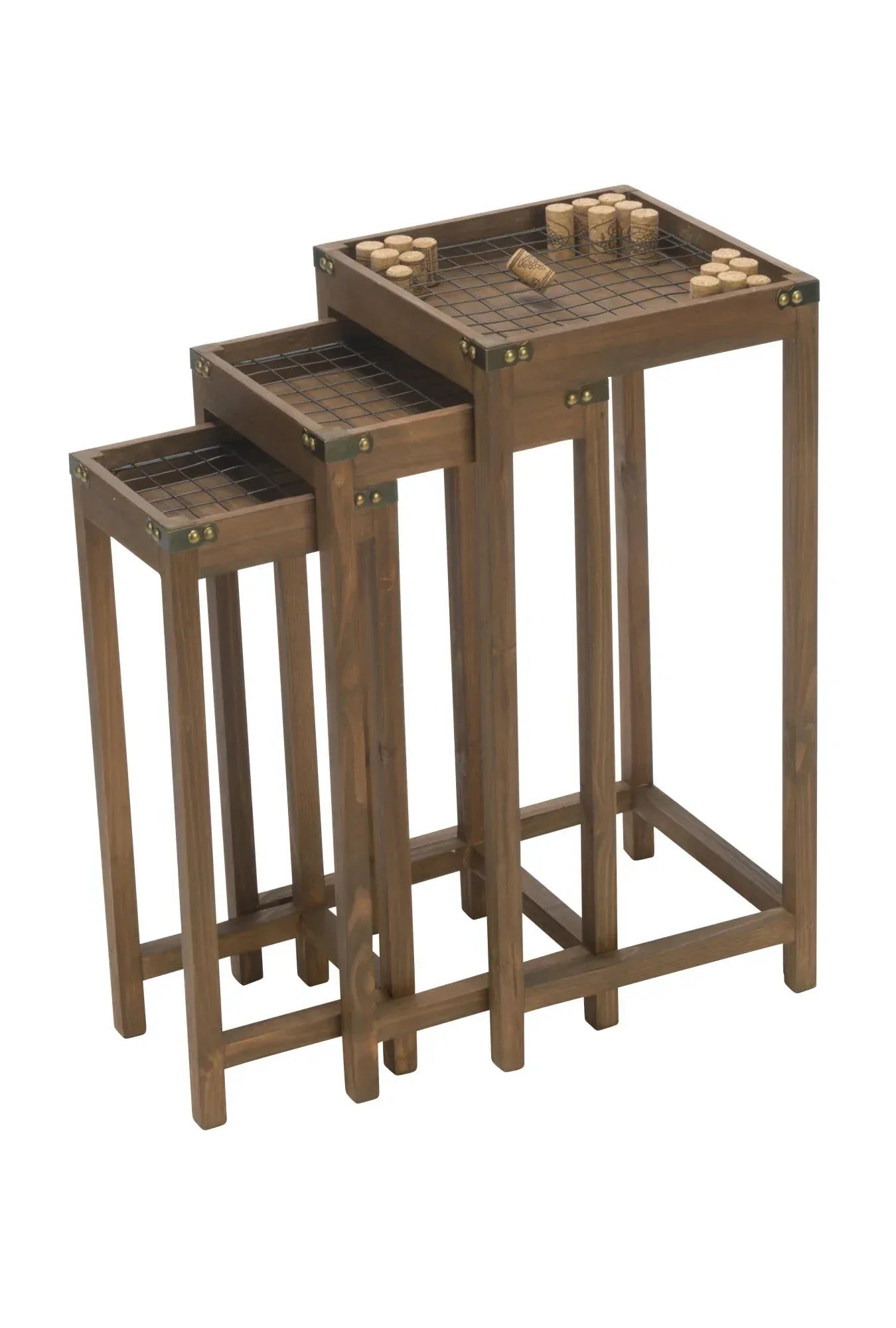 Vineyard Narrow Nesting Cork Display Tables, Set of 3 - Gifts for You 'n Me
