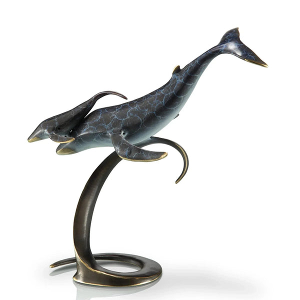 Whale Pair on Wave Sculpture - Gifts for You 'n Me