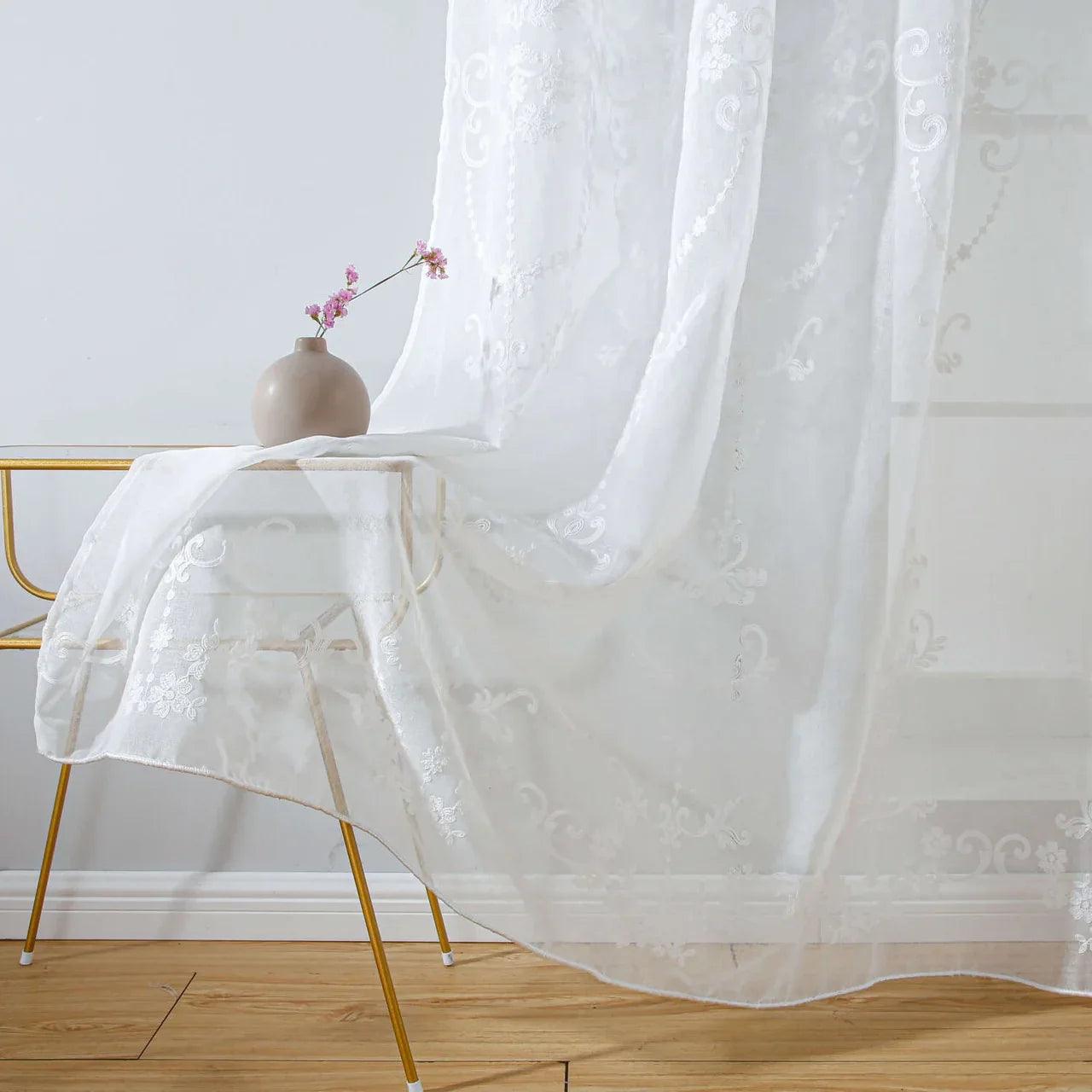 White Sheer Curtain Panels - Dolce Mela - Idra 60x100