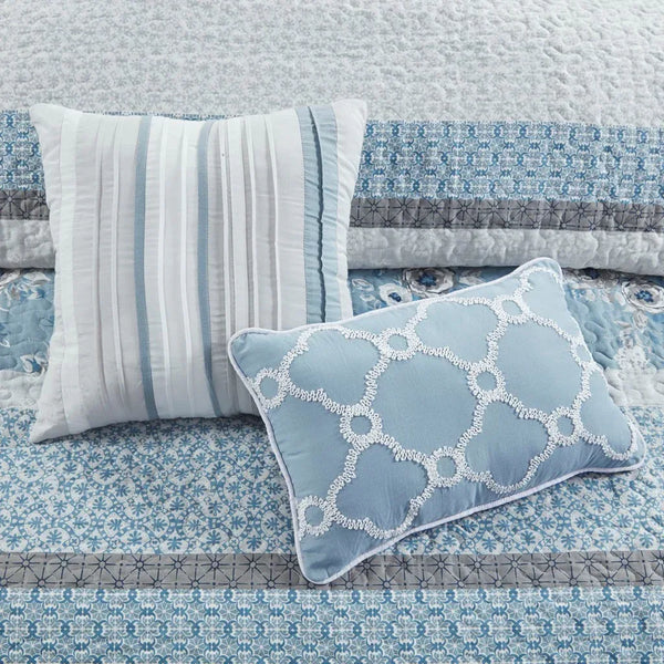 Willa 6 Piece Reversible Coverlet Set - Blue - Gifts for You 'n Me