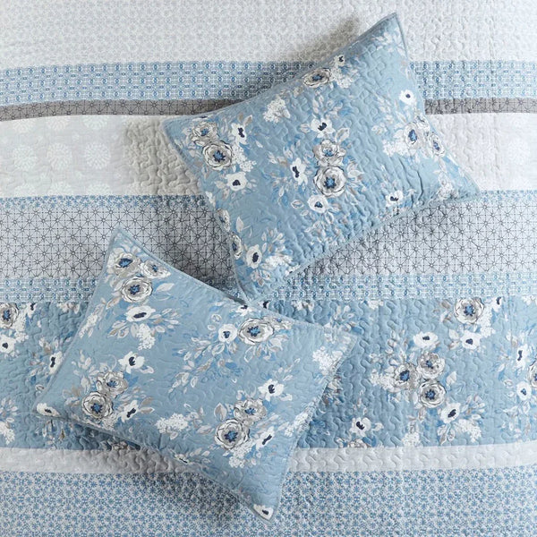 Willa 6 Piece Reversible Coverlet Set - Blue - Gifts for You 'n Me