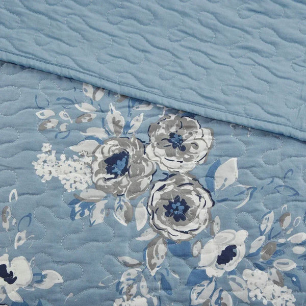 Willa 6 Piece Reversible Coverlet Set - Blue - Gifts for You 'n Me