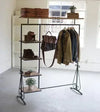 Industrial Wood and Metal Display Rack with Hooks