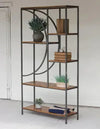 Wood and Metal Demilune Shelving Unit, 76