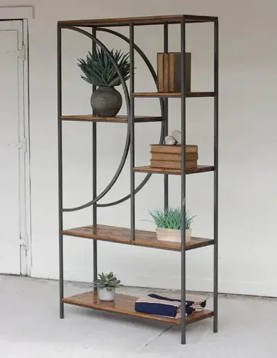 Wood And Metal Shelving Unit With Demilume Detail - KALALOU