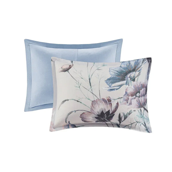 Cassandra 8 Piece Cotton Printed Comforter Set - Blue - Gifts for You 'n Me