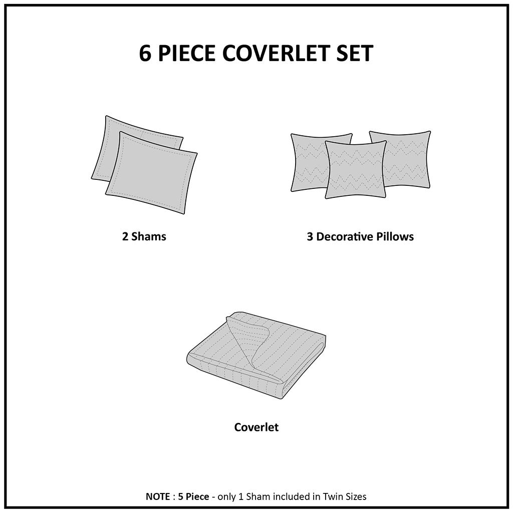 Tangiers 6 Piece Reversible Coverlet Set - Orange