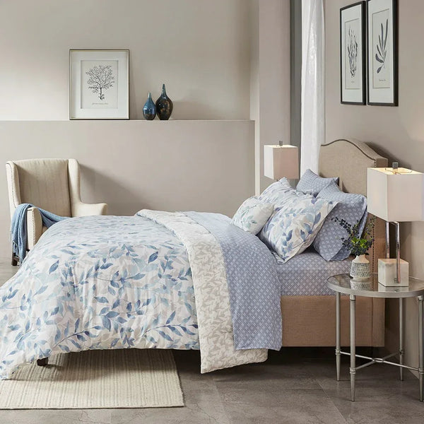 Sofia Reversible Comforter Set with Bed Sheets in Blue - Gifts for You 'n Me