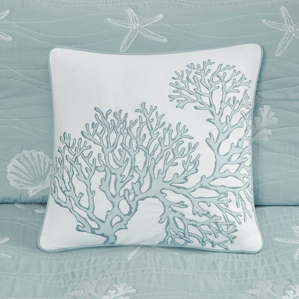 Seaside 4 Piece Cotton Coverlet Set - Aqua