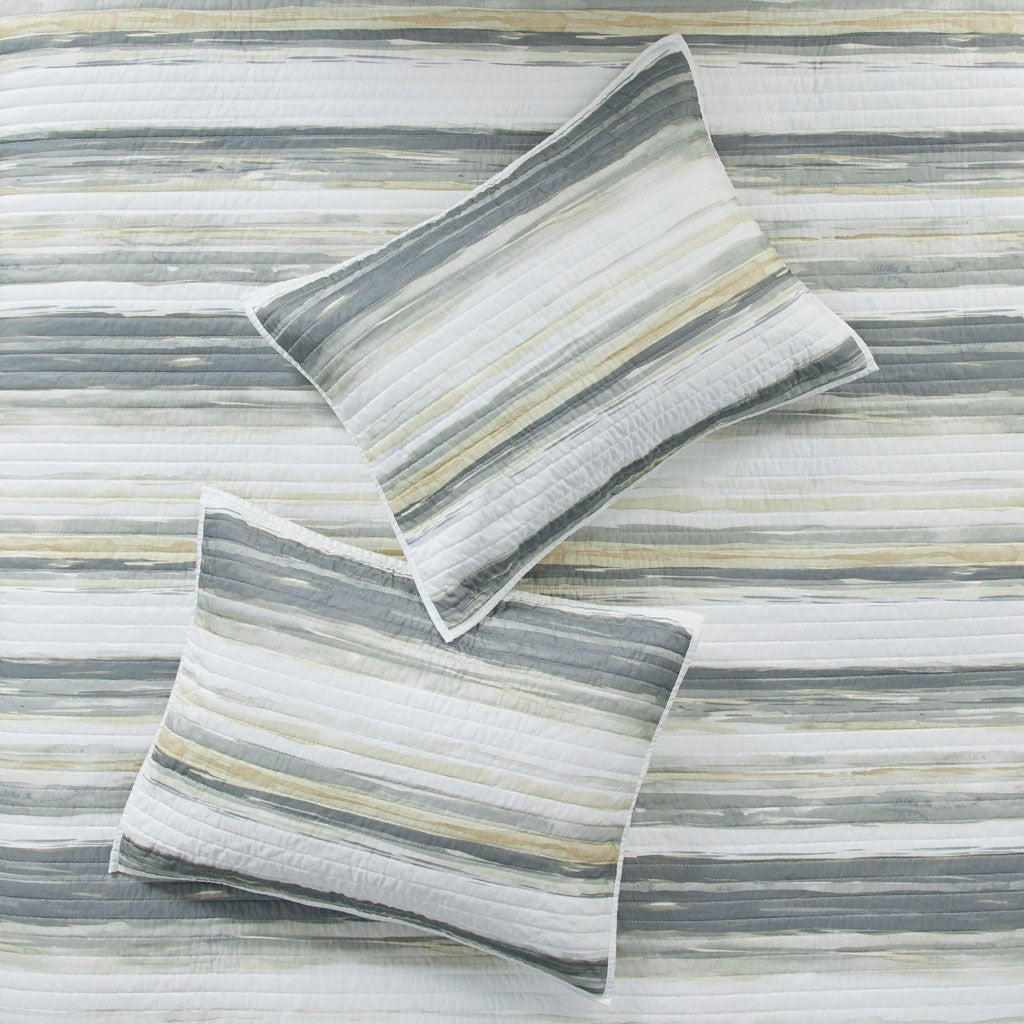 Marina 6 Piece Quilted Microfiber Coverlet Set with Throw Pillows - Yellow