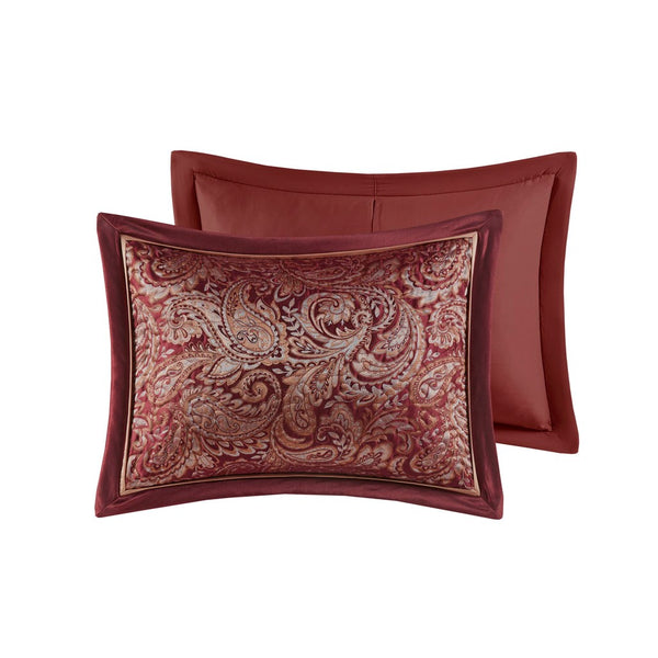 Aubrey 5 Piece Reversible Jacquard Bedspread Set in Burgundy