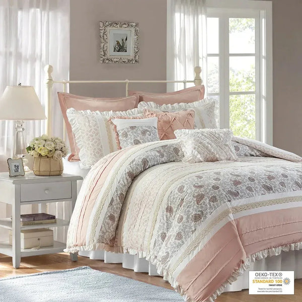 Dawn 9 Piece Cotton Percale Comforter Set by Madison Park - Gifts for You 'n Me